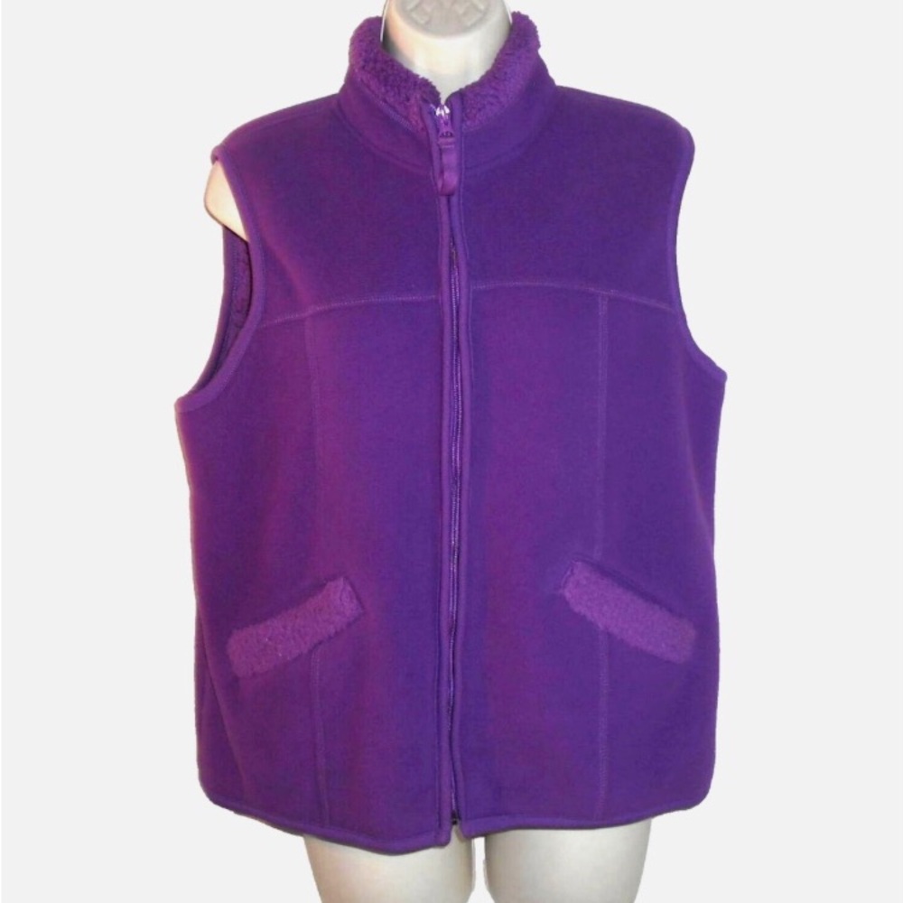 COLDWATER CREEK vest Zip Front Sherpa lined Fleece